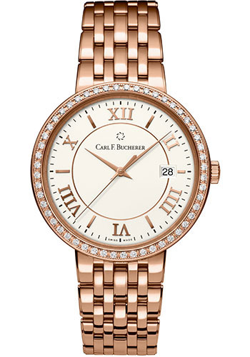 Carl F. Bucherer Adamavi Watch - 39 mm Rose Gold Case - Diamond Bezel - Silver Dial