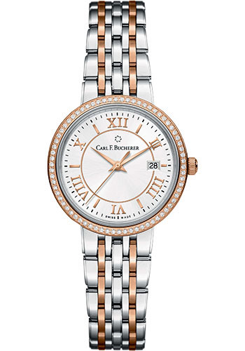 Carl F. Bucherer Adamavi Watch - 28 mm Steel And Rose Gold Diamond Case - Silver Dial