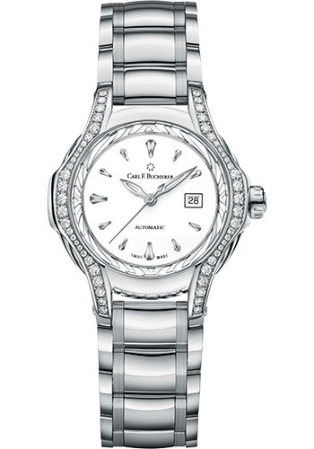 Carl F. Bucherer Pathos Diva Watch - Steel Diamond Case - White Dial