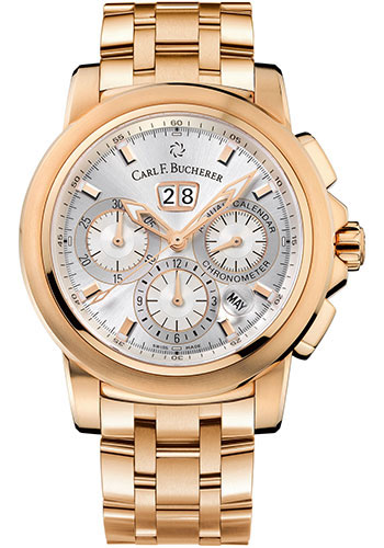 Carl F. Bucherer Patravi ChronoDate Watch - 42 mm Rose Gold Case - Silver Dial