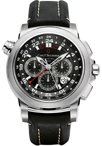Carl F. Bucherer Patravi TravelTec Watch - Steel Case - Black Dial - Black Strap