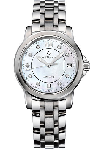 Carl F. Bucherer Patravi AutoDate Watch - 34 mm Steel Case - Mother-of-Pearl Dial