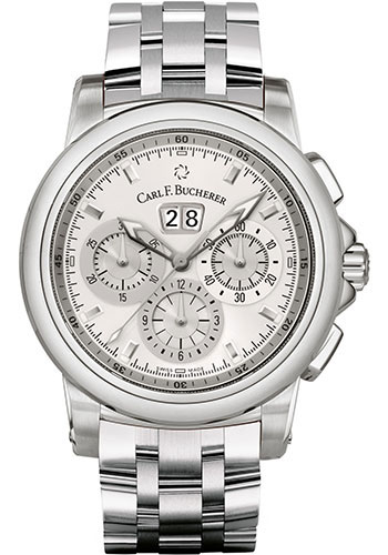 Carl F. Bucherer Patravi ChronoDate Watch - 44.6 mm Steel Case - Silver Dial