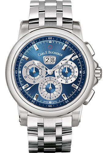 Carl F. Bucherer Patravi ChronoDate Watch - 44.6 mm Steel Case - Blue Dial