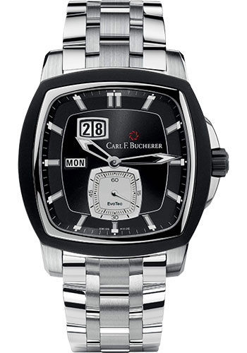 Carl F. Bucherer Patravi EvoTec DayDate Watch - Steel Case - Rubber Bezel - Black Dial