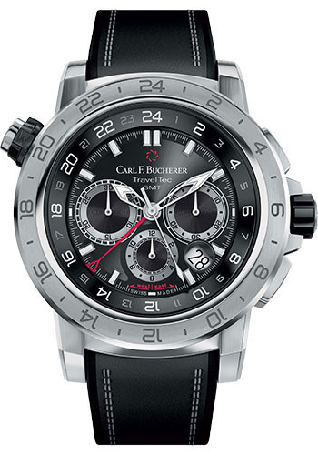 Carl F. Bucherer Patravi TravelTec II Watch - Steel Case - Black Dial - Rubber Strap