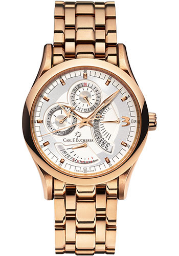 Carl F. Bucherer Manero RetroGrade Watch - Rose Gold Case - Silver Dial