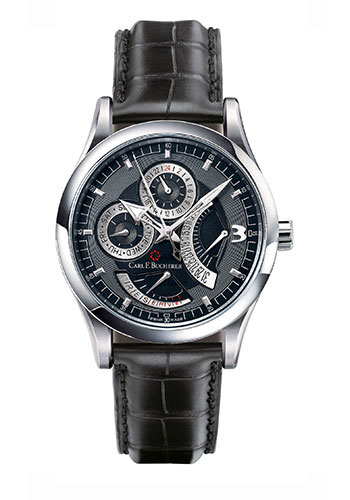 Carl F. Bucherer Manero RetroGrade Watch - Steel Case - Black Dial - Black Alligator Strap