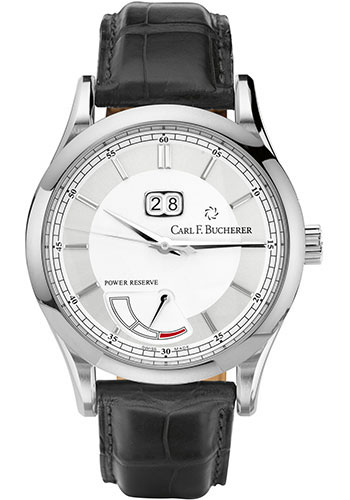 Carl F. Bucherer Manero BigDate Power Watch - Steel Case - Silver Dial - Black Alligator Strap