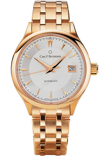 Carl F. Bucherer Manero AutoDate Watch - 38 mm Rose Gold Case - Silver Dial