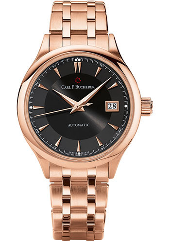 Carl F. Bucherer Manero AutoDate Watch - 38 mm Rose Gold Case - Black Dial