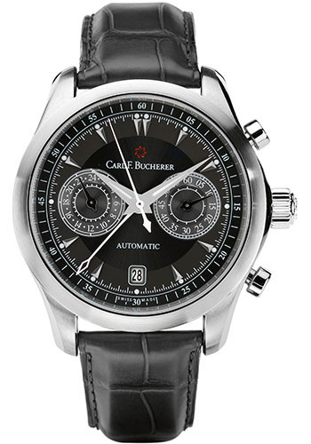 Carl F. Bucherer Manero CentralChrono Watch - Steel Case - Black Dial - Black Alligator Strap