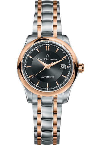 Carl F. Bucherer Manero AutoDate Watch - 30 mm Steel And Rose Gold Case - Black Dial