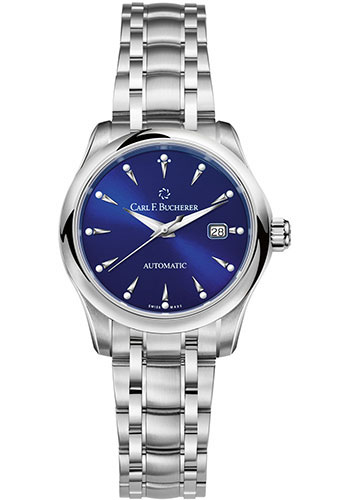 Carl F. Bucherer Manero AutoDate Watch - 30 mm Steel Case - Blue Dial