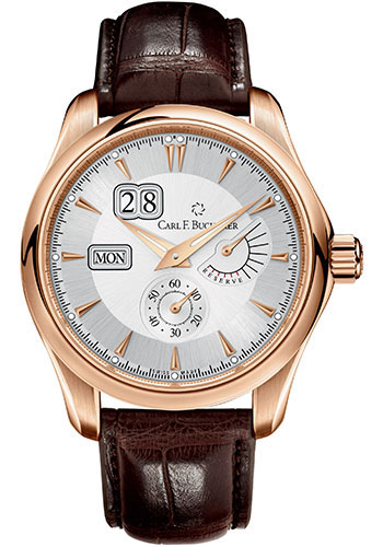Carl F. Bucherer Manero PowerReserve Watch - Rose Gold Case - Black Dial - Brown Alligator Strap