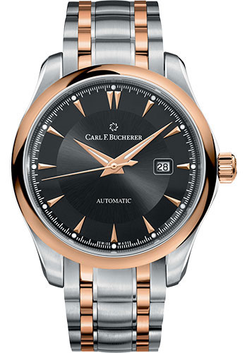 Carl F. Bucherer Manero AutoDate Watch - 42 mm Steel And Rose Gold Case - Black Dial
