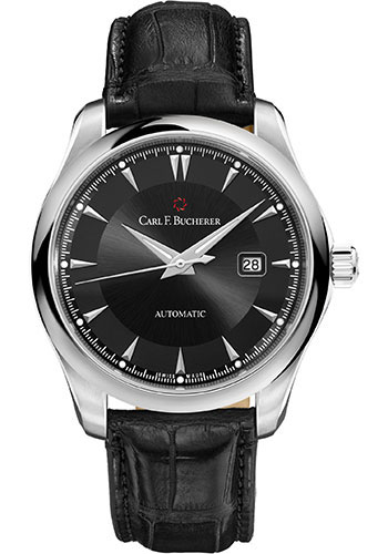 Carl F. Bucherer Manero AutoDate Watch - 42 mm Steel Case - Black Dial - Black Alligator Strap