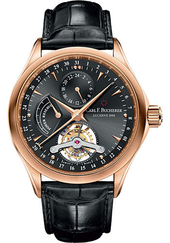 Carl F. Bucherer Manero Tourbillon Limited Edition of 188 Watch - Rose Gold Case - Black Dial - Alligator Strap