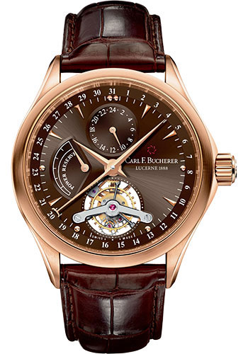 Carl F. Bucherer Manero Tourbillon Limited Edition of 188 Watch - Rose Gold Case - Brown Dial - Alligator Strap