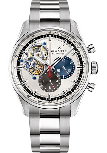 Zenith Chronomaster El Primero Open Watch - Steel - Silver Dial - Stainless Steel Bracelet