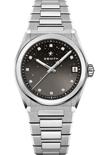 Zenith Defy Midnight Watch - Steel - Gradient Grey Dial - Metal Bracelet