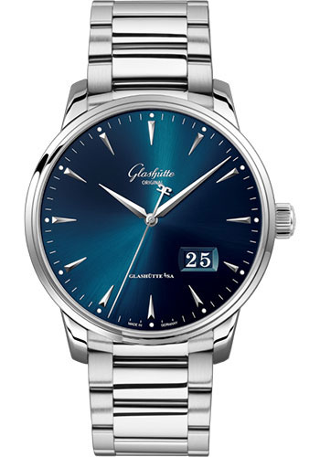 Glashütte Original Senator Excellence Panorama Date - Steel Case - Blue Dial - Bracelet
