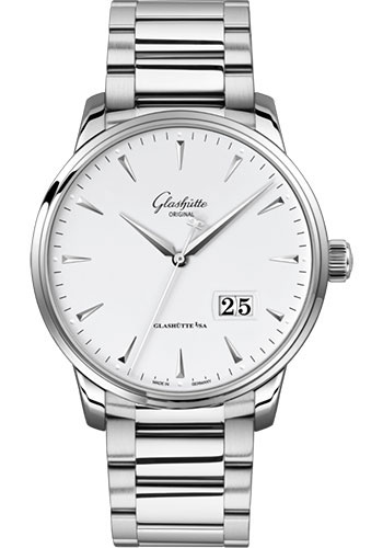 Glashütte Original Senator Excellence Panorama Date - Steel Case - White Dial - Bracelet