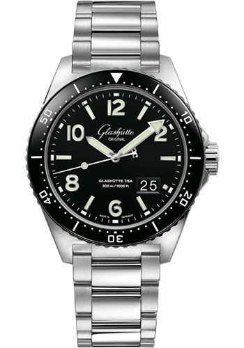Glashütte Original SeaQ Panorama Date - Steel Case - Black Dial - Bracelet