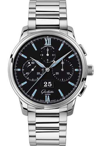 Glashütte Original Senator Chronograph Panorama Date - Steel Case - Black Dial - Bracelet