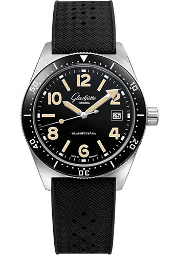 Glashütte Original SeaQ - Steel Case - Black Dial - Black Rubber Strap - Pin Buckle