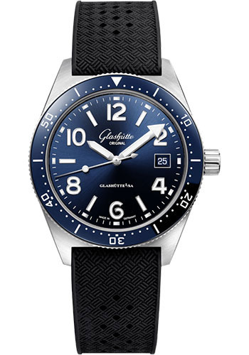 Glashütte Original SeaQ - Steel Case - Blue Dial - Black Rubber Strap - Pin Buckle