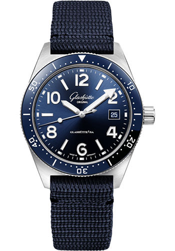 Glashütte Original SeaQ - Steel Case - Blue Dial - Blue Synthetic Strap - Pin Buckle