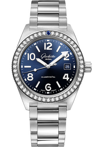 Glashütte Original SeaQ - Steel Case - Diamond Bezel - Blue Dial - Bracelet