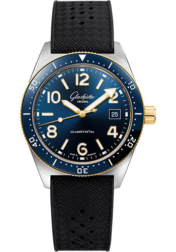 Glashütte Original SeaQ - Steel And Rose Gold Case - Blue Dial - Black Rubber Strap - Pin Buckle