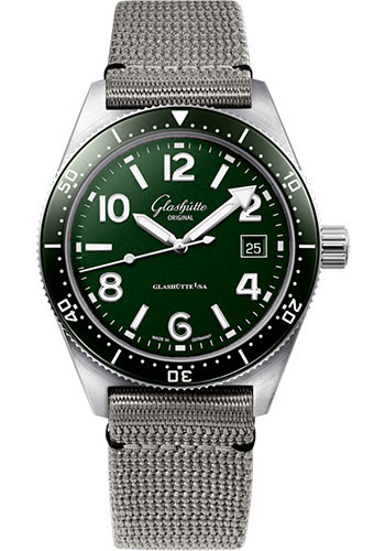 Glashütte Original SeaQ - Steel Case - Reed Green Dial - Grey Synthetic Strap - Folding Buckle