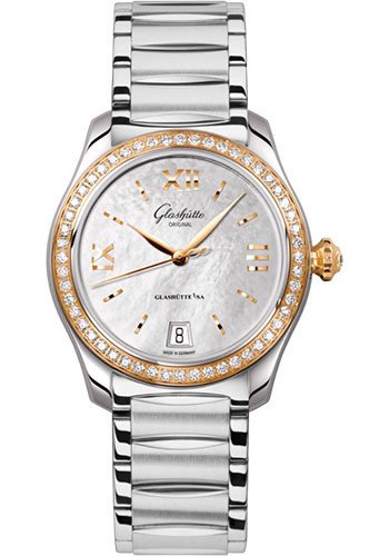 Glashütte Original Lady Serenade - Bicolor Case - Diamond Bezel - Mother-Of-Pearl Silver Dial - Bracelet