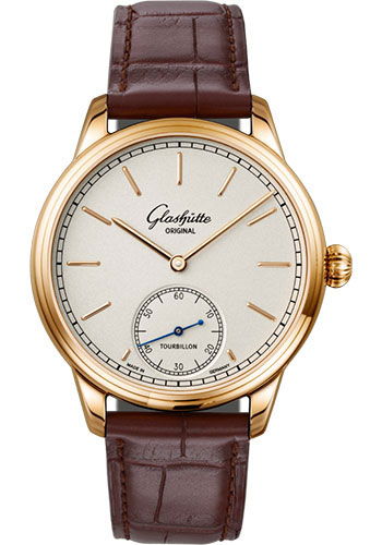 Glashütte Original Alfred Helwig Tourbillon 1920 - Limited Edition - Rose Gold Case - Silver-Plated Dial - Brown Alligator Strap - Pin Buckle