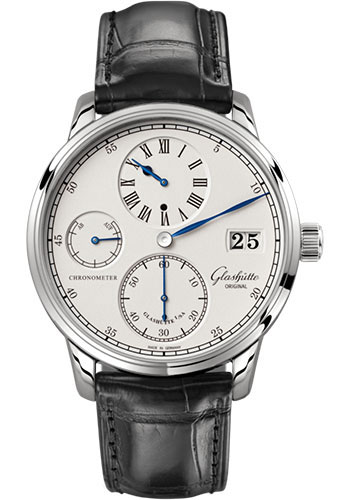 Glashütte Original Senator Chronometer Regulator - White Gold Case - Silver Dial - Black Alligator Strap - Pin Buckle