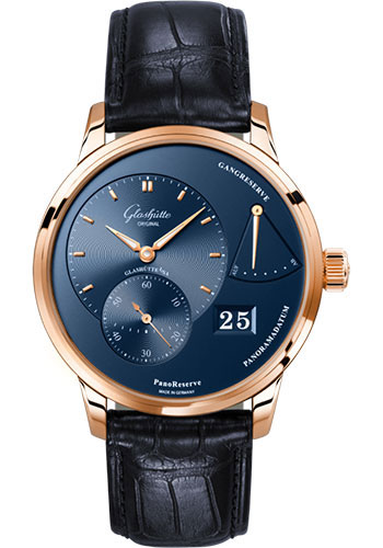 Glashütte Original PanoReserve - Red Gold Case - Blue Dial - Blue Alligator Strap - Pin Buckle