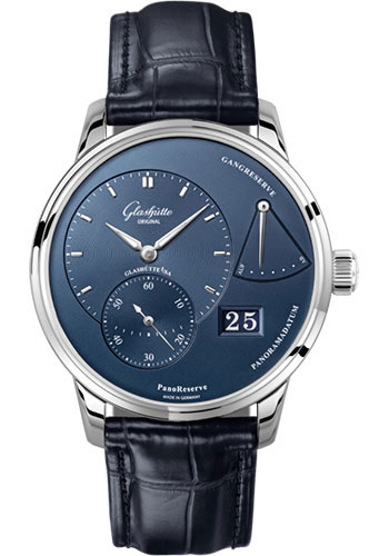 Glashütte Original PanoReserve - Steel Case - Blue Dial - Blue Alligator Strap - Pin Buckle