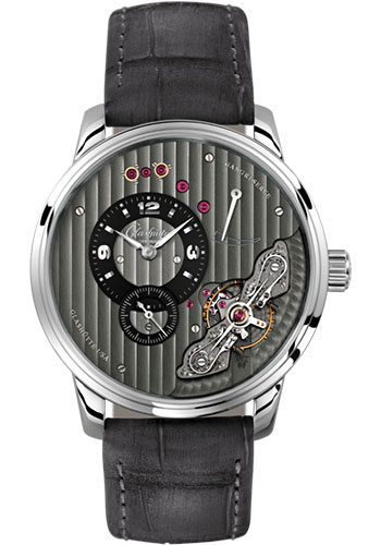 Glashütte Original PanoInverse - Steel Case - Black Dial - Grey Louisiana Alligator Nubuk Leather Strap - Pin Buckle