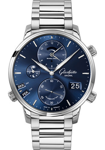 Glashütte Original Senator Cosmopolite - Steel Case - Blue Dial - Bracelet