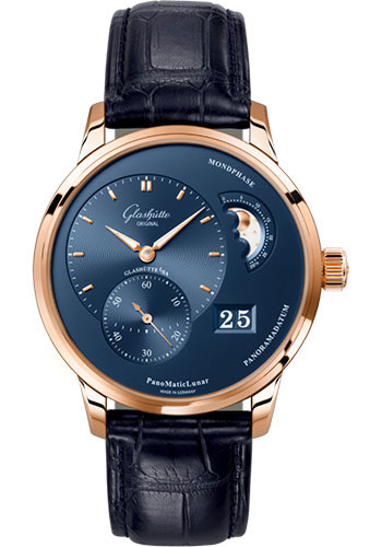Glashütte Original PanoMaticLunar - Red Gold Case - Blue Dial - Blue Alligator Strap - Pin Buckle