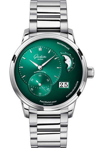 Glashütte Original PanoMaticLunar - Steel Case - Green-Black Dial - Bracelet
