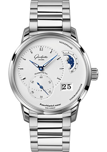 Glashütte Original PanoMaticLunar - Steel Case - Silver Opalin Dial - Bracelet