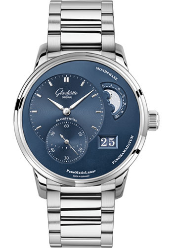 Glashütte Original PanoMaticLunar - Steel Case - Blue Dial - Bracelet
