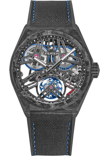 Zenith Defy Fusee Tourbillon Watch - Black Carbon - Carbon Openworked Dial - Black Rubber Strap Limited Edition of 50
