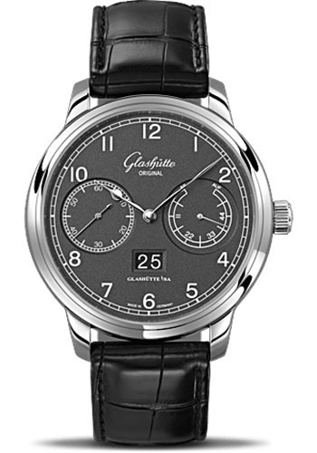 Glashütte Original Senator Observer - Steel Case - Grey Dial - Black Alligator Strap - Folding Buckle