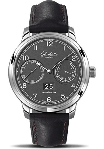 Glashütte Original Senator Observer - Steel Case - Grey Dial - Black Calfskin Strap - Folding Buckle
