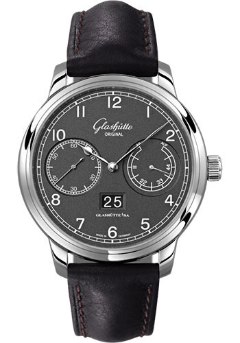 Glashütte Original Senator Observer - Steel Case - Grey Dial - Black Calfskin Strap - Pin Buckle